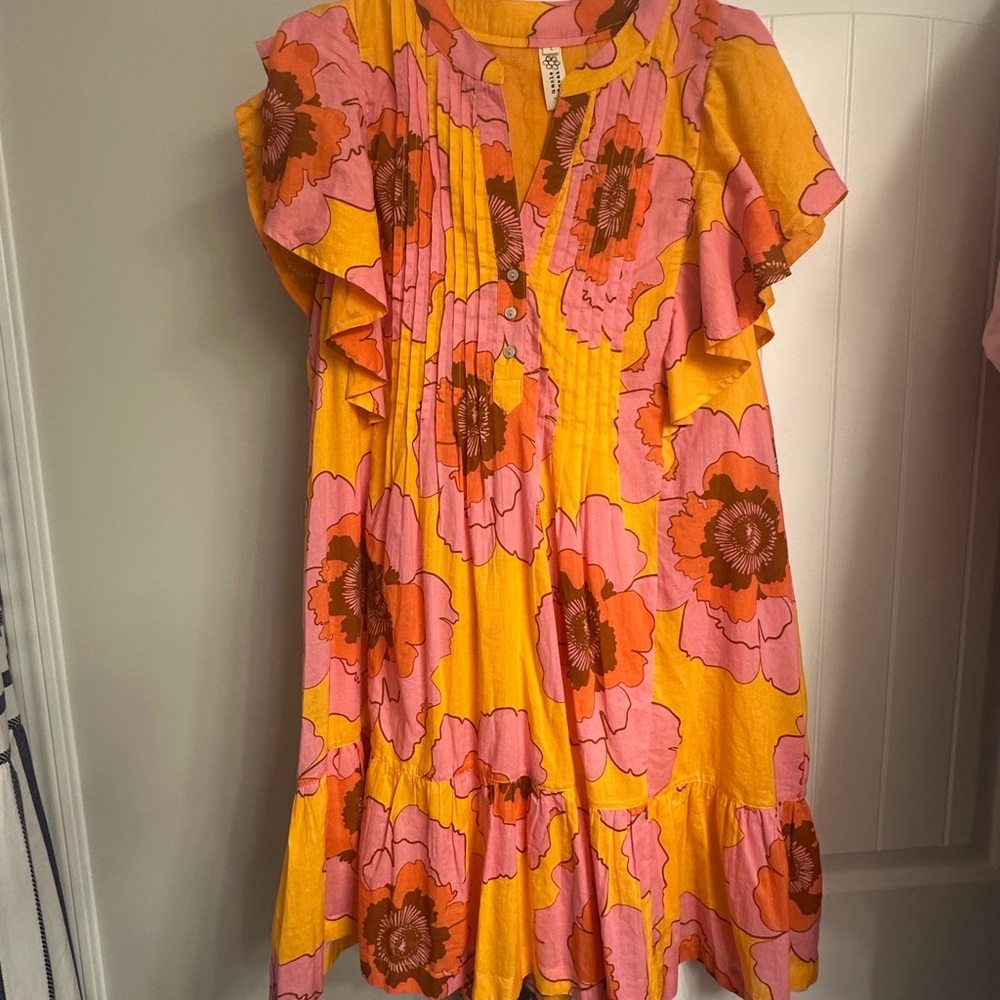 Uncle Frank Pink and Yellow Floral Mini Dress
